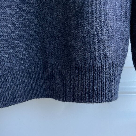 Paolo Mondo Wool Blend Sweater Ribbed High Mock Neck Half-Zip Gray White Men's L - Picture 7 of 7